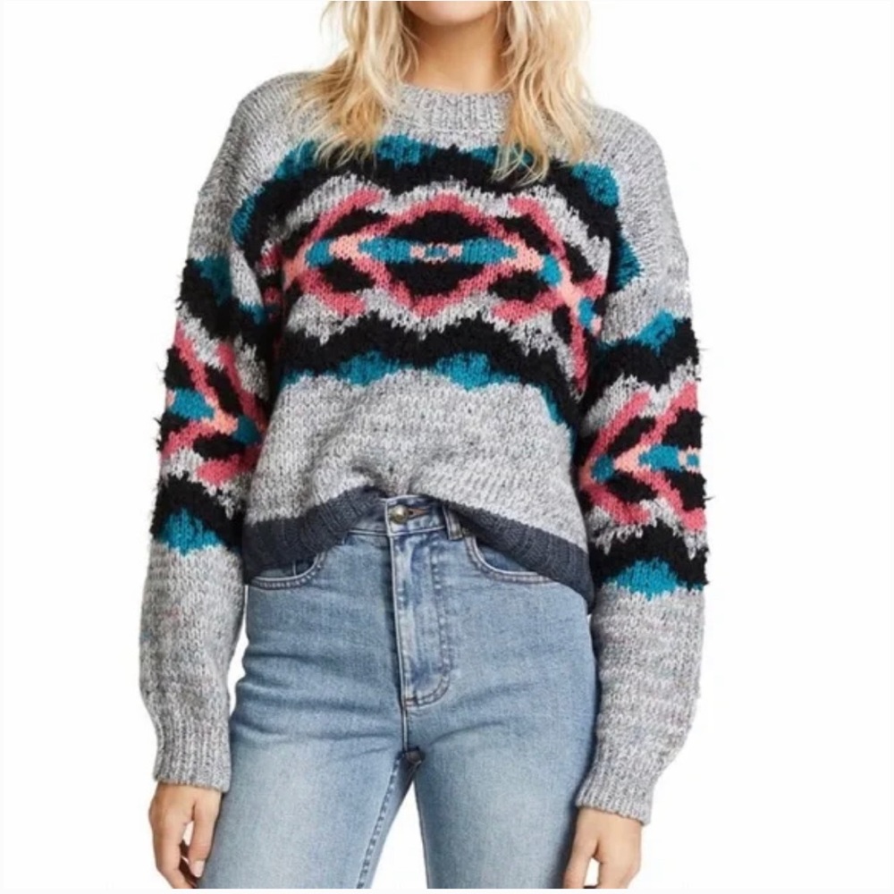 Free People I Heart You Cropped Sweater Alpaca Long Sleeve Size S